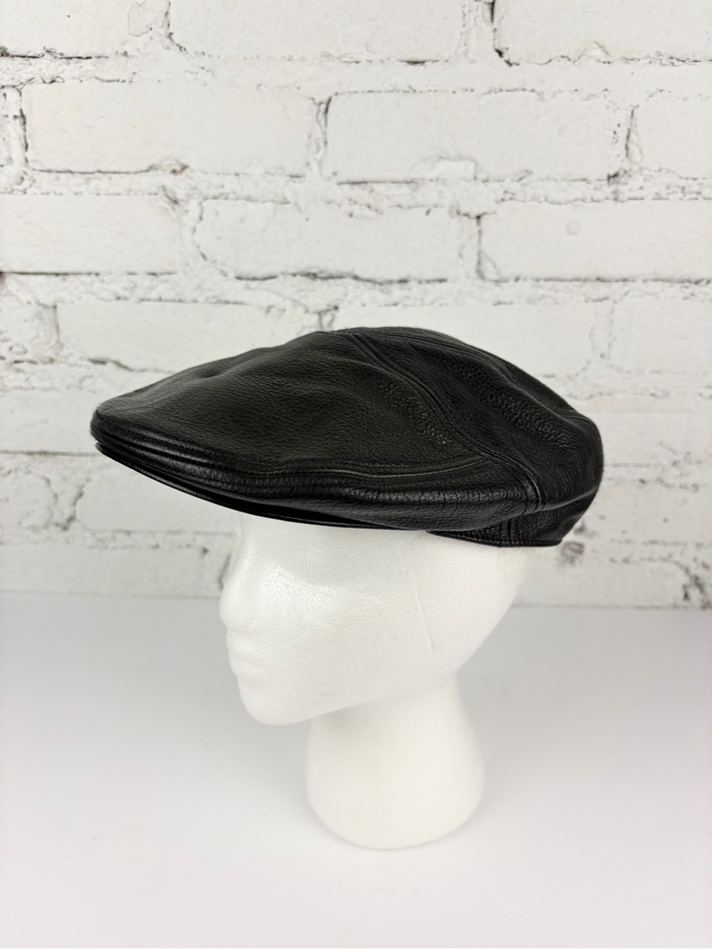 Wilson’s Leather Pelle Studio Genuine Pebbled Leather Flat Cap Newsboy Hat S/M